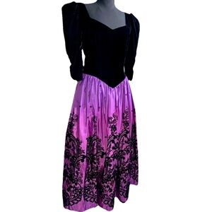 Vintage 80s Scott McClintock Velvet bodice formal dress